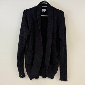 Softies Dark Navy Blue Cocoon Chunky Fleece Knit Cardigan Sweater